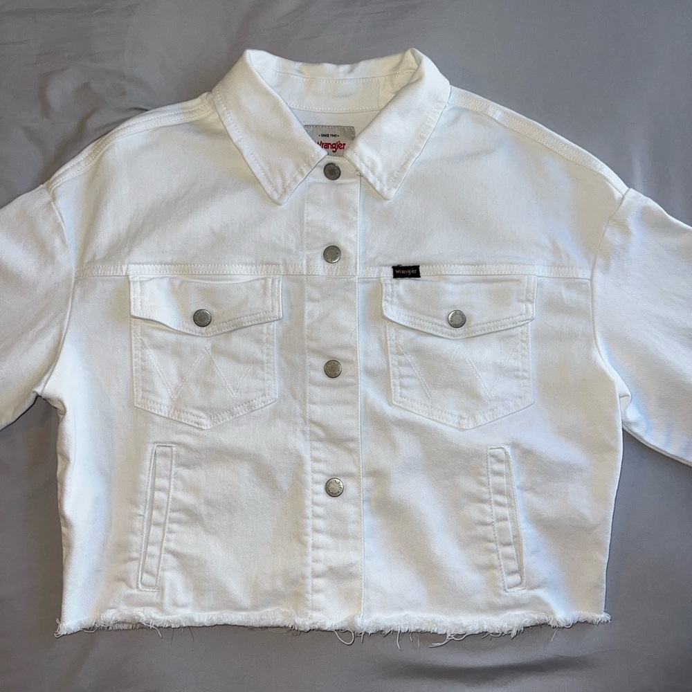 Wrangler White Cropped Denim Jacket